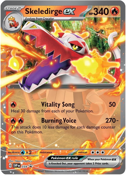 Pokemon TCG Paldea Partners Tin Skeledirge ex Promo Card + 4 Booster Packs