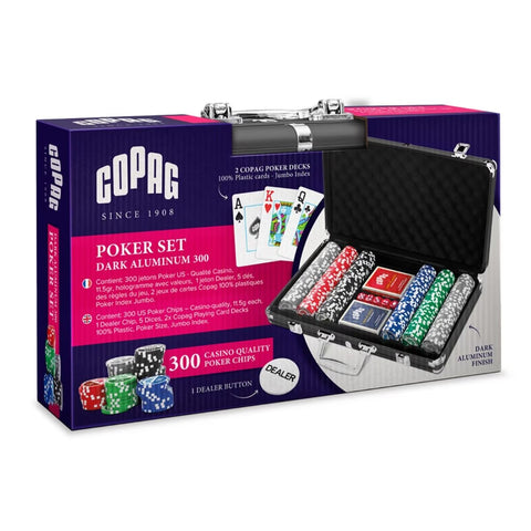 Copag 300 Poker Chip Set Dark Aluminum Case with 2 Jumbo Index Decks