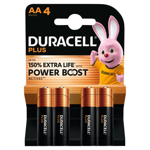 4x Duracell AA Plus Power Boost Alkaline Batteries 1.5V Long Lasting