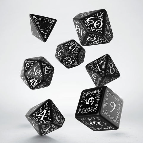 Elvish Dice Set Black And White Role Playing Games Q-Workshop Dnd Rpg Roll NEW