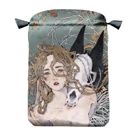 Loputyn Grey Satin Tarot Bag Drawstring Pouch by Lo Scarabeo