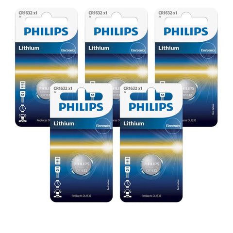 5x Philips CR1632 3V Lithium Coin Cell Batteries DL1632 for Watches Toys