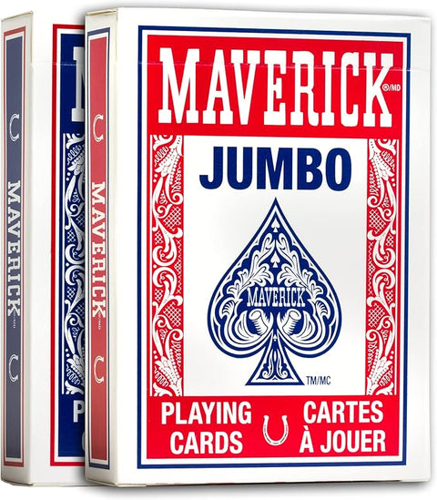 2x Decks Maverick Blue Red Playing Cards Jumbo Index Poker Magic Tricks