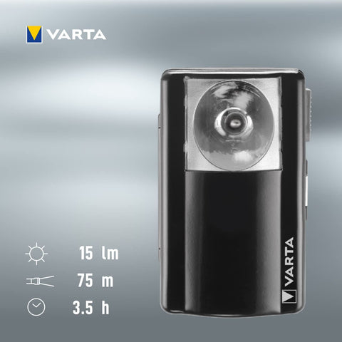 Varta Palm Light 16645 Flashlight 15 Lumens with Clip + 3R12 Battery