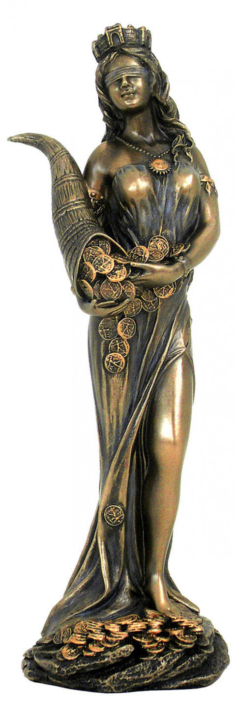 Fortuna Roman Goddess Statue 18cm Bronze Finish Resin, Italy Italfama