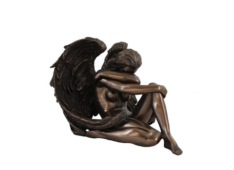 Italfama Winged Woman Bronze Resin Angel Statue Figurine 17x14x12cm Italy
