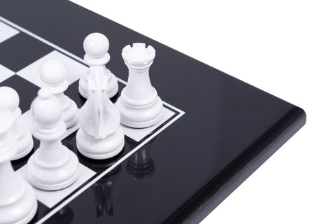Italfama Luxury Lacquered Wooden Chess Set 40x40cm Board, Weighted Pieces