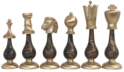 Italfama Oversized Brass & Wood Chess Pieces Set, 21cm King, Made in Italy