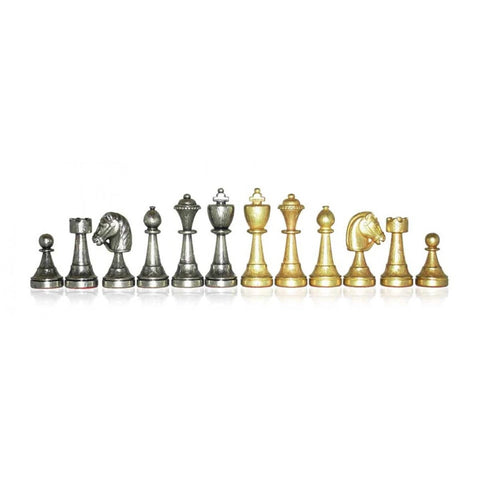 Italfama Metal Chess Set with Handmade Genuine Leather Board Italy