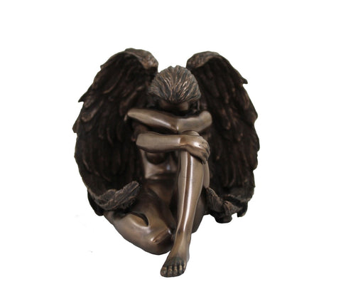 Winged Woman Bronze Resin Statue Figurine 17x14x12 cm, Made in Italy Italfama