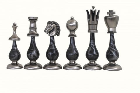 Italfama Oversized Brass/Wood Chess Pieces, 21cm King, Italian Handcrafted