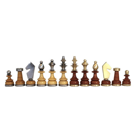 Italfama Italian Brass & Wood Chess Set with Walnut Board 42cm King 9cm