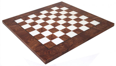 Italfama Luxury Large Brass Chess Set w/ Elm Board, Gold & Silver Pieces