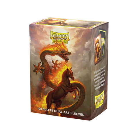 Dragon Shield Fire Horse 2026 Matte Dual Art Sleeves Standard 100ct Opaque Black Interior
