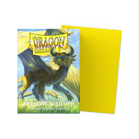 Dragon Shield Matte Dual Standard Card Sleeves Yellow/Silver Opaque 100ct 63x88mm