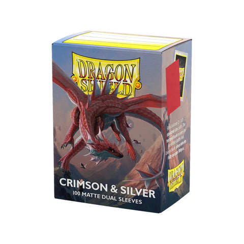 Dragon Shield Matte Dual Standard Sleeves Crimson/Silver 100ct 63x88mm TCG MTG Pokémon