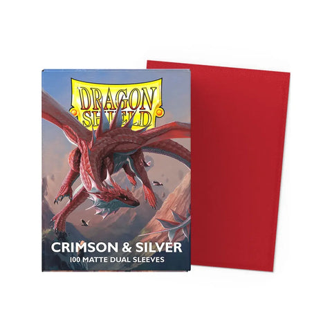 Dragon Shield Matte Dual Standard Sleeves Crimson/Silver 100ct 63x88mm TCG MTG Pokémon