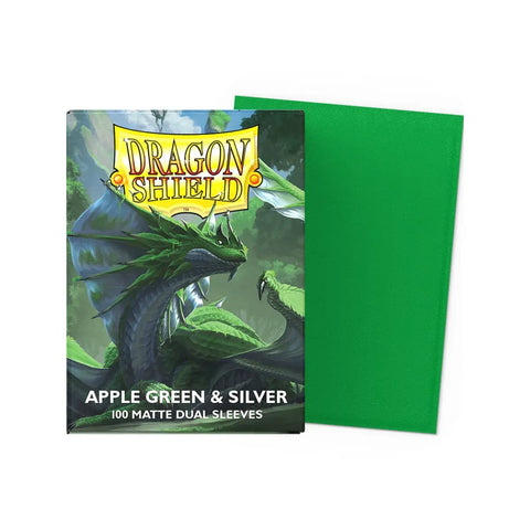 Dragon Shield Matte Dual Standard Sleeves Apple Green/Silver 100ct 63x88mm