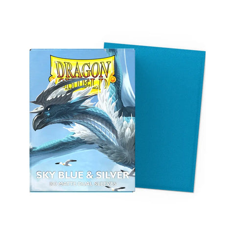 Dragon Shield Matte Dual Sleeves Sky Blue/Silver Standard 63x88mm 100 Pack