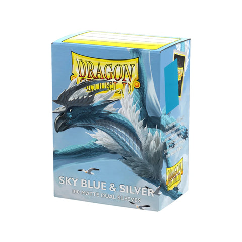 Dragon Shield Matte Dual Sleeves Sky Blue/Silver Standard 63x88mm 100 Pack