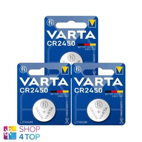 3x Varta CR2450 3V Lithium Coin Cell Batteries 560mAh Button
