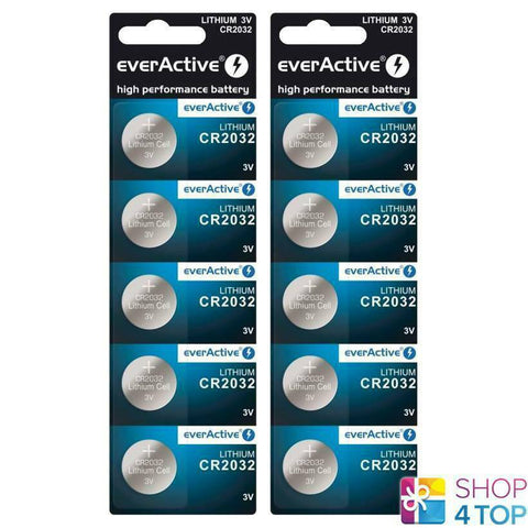 10x EverActive CR2032 3V Lithium Coin Button Batteries DL2032 Cell Set