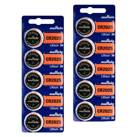 10x Murata CR2025 3V Lithium Coin Cell Batteries 160mAh Watch Calculator