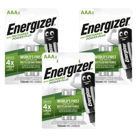 6x Energizer Power Plus AAA Rechargeable Batteries 700mAh NiMH