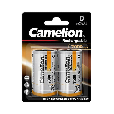 2x Camelion D HR20 Rechargeable Batteries NiMH 1.2V 7000mAh