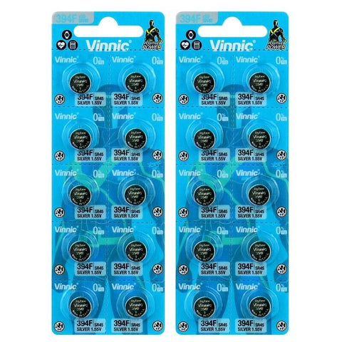 20 Vinnic 394F Button Batteries Silver Sr45 Coin Cell Watch Battery 10Bl 1.55V