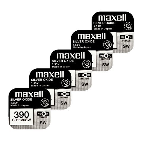5 Maxell 390 389 Sr1130Sw Batteries Silver 1.55V Watch Battery