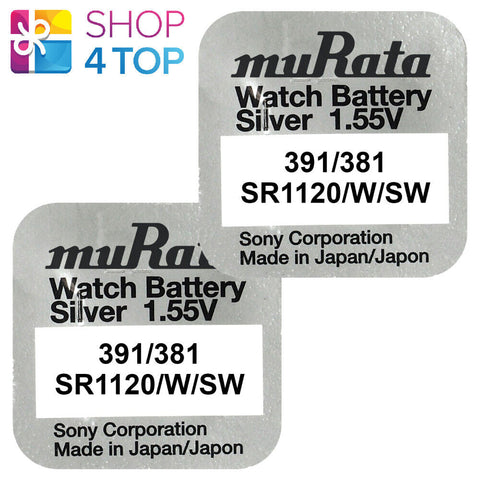 2x Murata 381 391 SR1120SW 1.55V Silver Oxide Watch Batteries Japan
