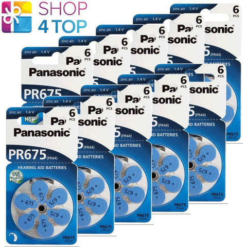 60x Panasonic 675 PR44 Hearing Aid Batteries 1.4V Zinc Air Mercury Free