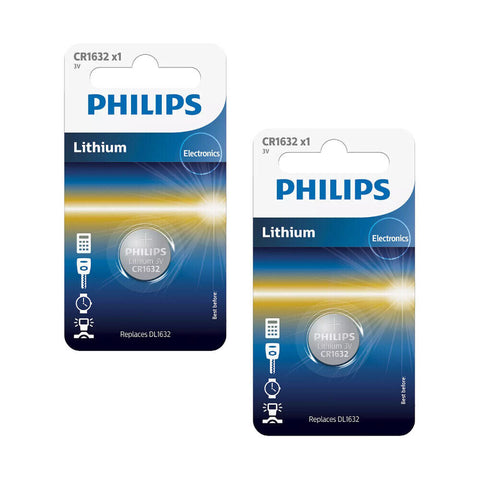 2x Philips CR1632 3V Lithium Coin Cell Battery DL1632 for Watches