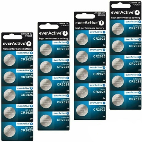 20x EverActive CR2025 3V Lithium Button Coin Cell Batteries DL2025