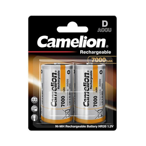 2x Camelion D HR20 Rechargeable Batteries NiMH 1.2V 7000mAh