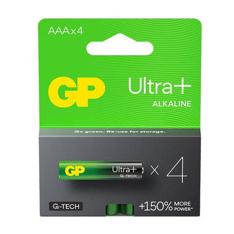 12 Gp Ultra+ Alkaline Aaa Batteries G-Tech Lr03 1.5V No Mercury 4Bl Exp 2033