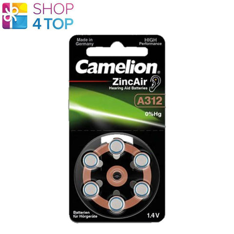 6 Camelion Size 312 Hearing Aid Batteries A312 Vt312 Za312 1.4V Zinc 6Bl 2027