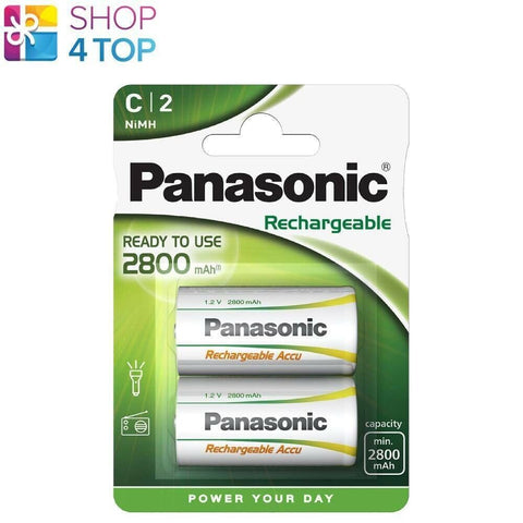 2 Panasonic Rechargeable C Ready To USe Batteries 2800Mah Nimh 1.2V 2Bl NEW