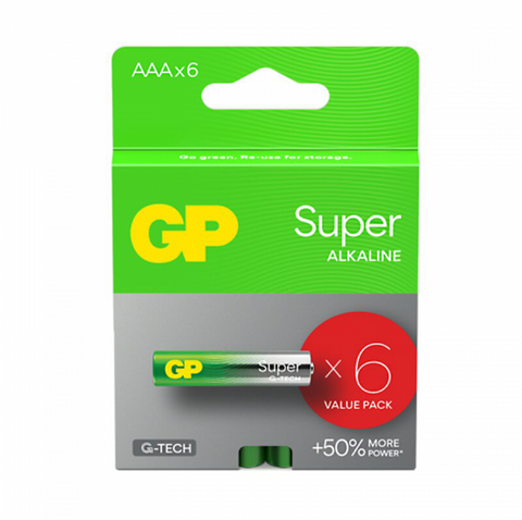 18 Gp Super Alkaline Aaa Batteries G-Tech Lr03 1.5V No Mercury 6Bl Pack Exp 2033