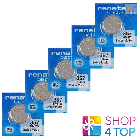 5 Renata 357 Sr44W Batteries Silver 1.55V Watch Battery 303 10Bl NEW
