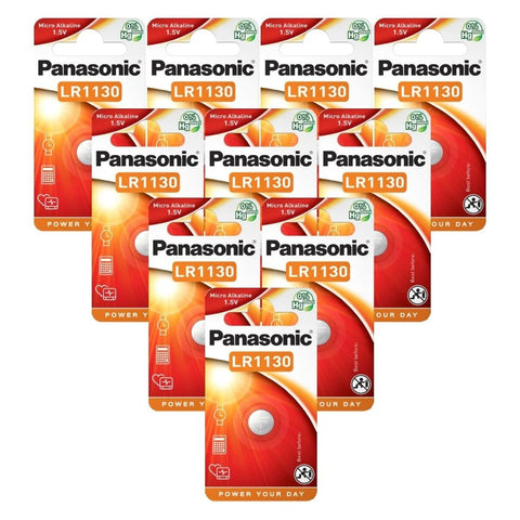 10x Panasonic LR1130 1.5V Alkaline Button Cell Batteries LR54 AG10 189
