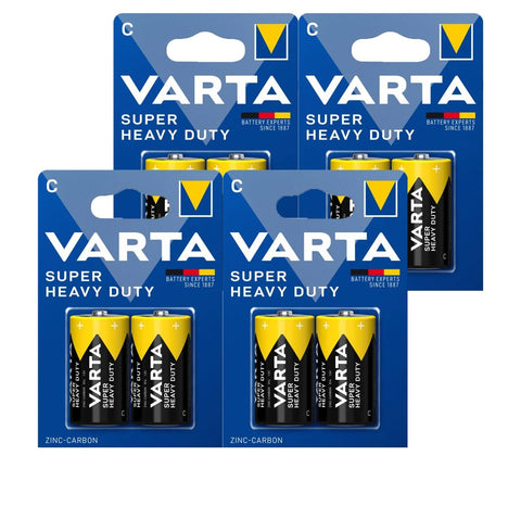 8x Varta Super Heavy Duty C LR14 1.5V Zinc-Carbon Baby Batteries