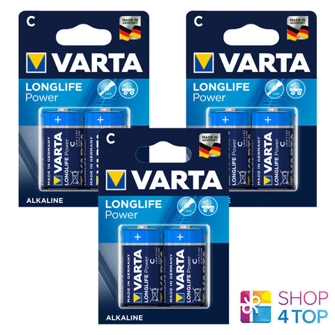 6 Varta Alkaline Batteries C Lr14 Longlife Power 1.5V Baby M1400 Exp2031 2Bl NEW
