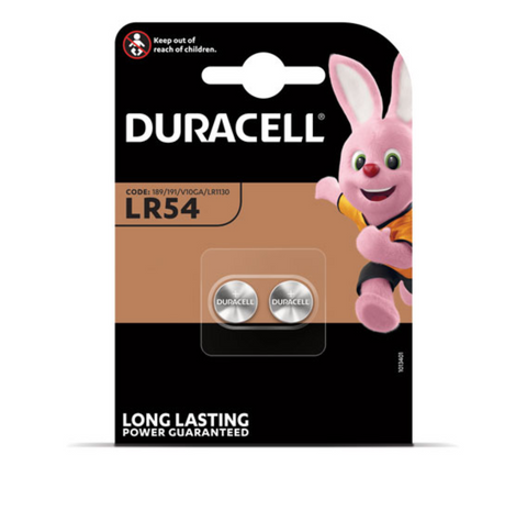2x Duracell LR54 1.5V Alkaline Button Cell Batteries AG10 LR1130 V10GA