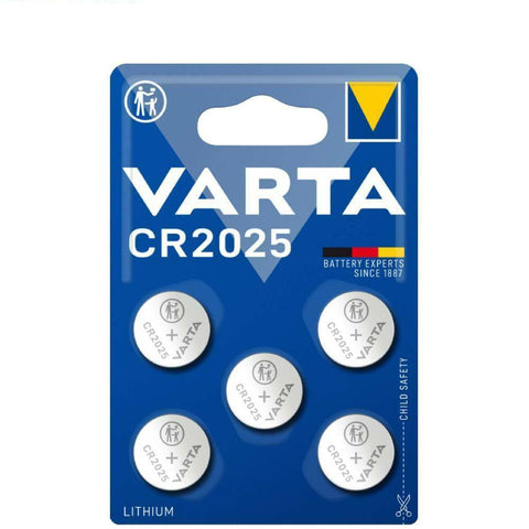 5x Varta CR2025 3V Lithium Coin Cell Batteries for Watch Remote Key