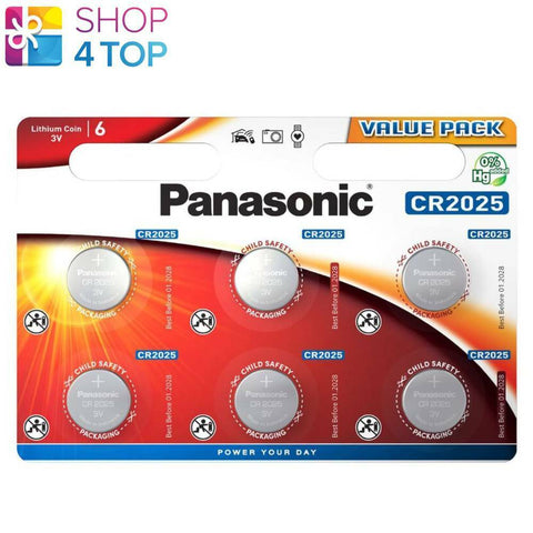 6 Panasonic Cr2025 Lithium Power Batteries Coin 3V Dl2025 6Bl Exp 2033 NEW