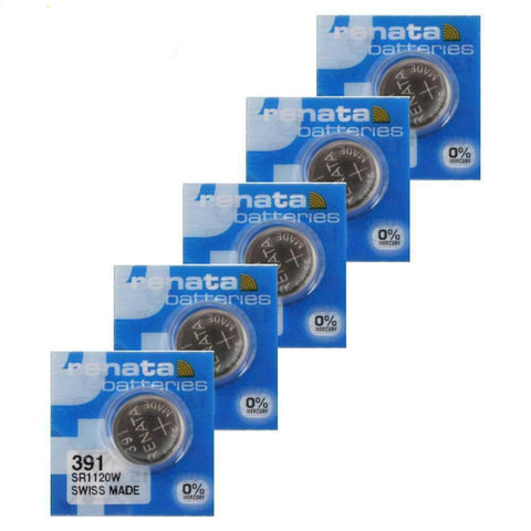 5x Renata 391 SR1120W Watch Batteries 1.55V Silver Oxide Swiss Made