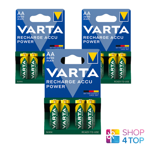 12 Varta Recharge Accu Power Aa Hr6 Batteries 1.2V 2600Mah Nimh Mignon Stilo NEW