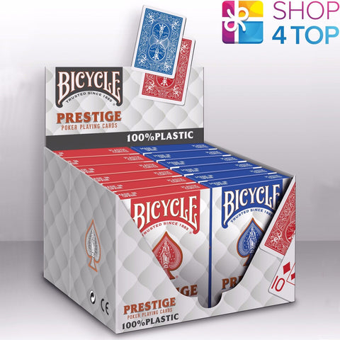 12 Decks Bicycle Prestige 100% Plastic Poker Playing Cards Jumbo NEW